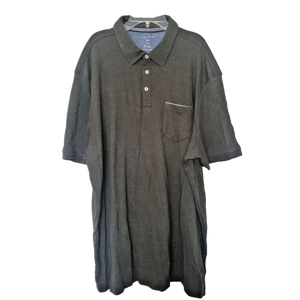 Tahari Polo Green Fine Cotton Interlock Pocket Shirt‎ Mens Size XXL XXLarge